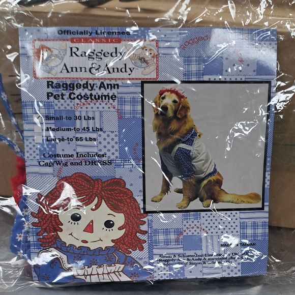 Classic Raggedy Ann & Andy Other - RAGGEDY ANN SMALL BREED DOG‎ COSTUME UP TO 30LBS CAP/WIG AND DRESS